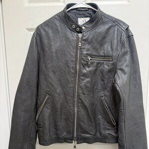 Armani Exchange Black Genuine Leather Moto Biker Jacket Men’s Medium M